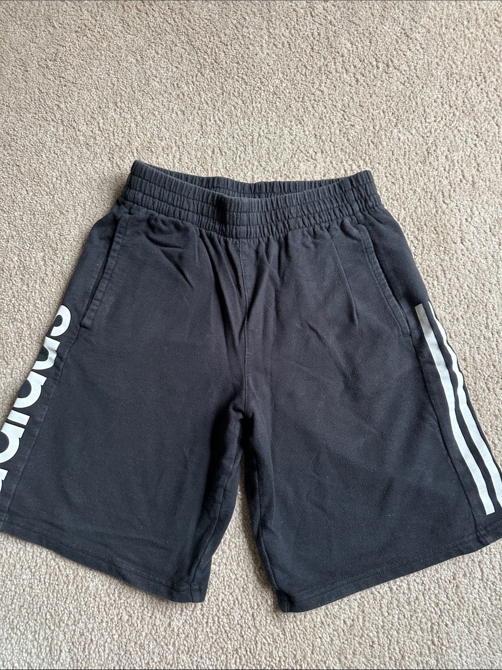 adidas Black Athletic Shorts with White Side Stripes